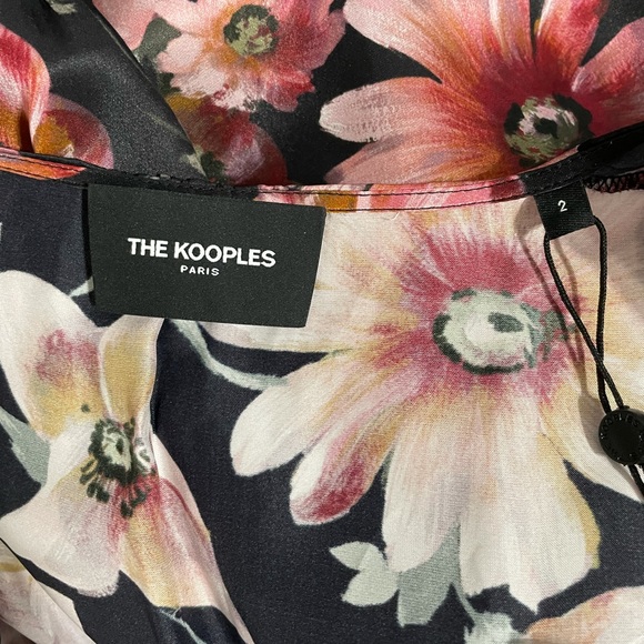 Kooples Floral Wrap Dress Black and Pink - Picture 6 of 7